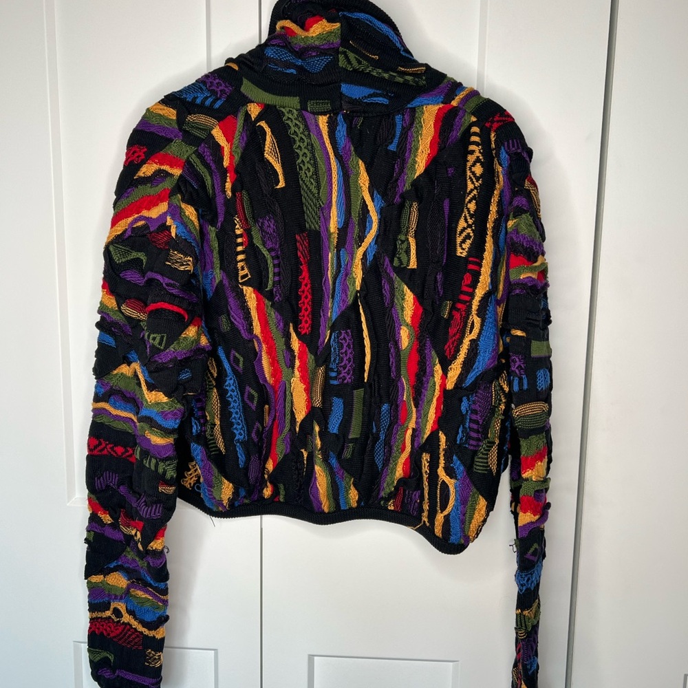 🚫SOLD🚫COOGI Australia Multicolor 3D Textured Cowl Cardigan Sweater Size Large - Picture 6 of 6